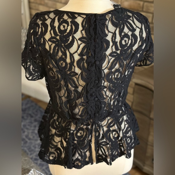 Black Lace Peplum Top - Picture 4 of 6